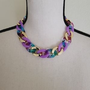 Multi Color Cuban Link Statement Necklace